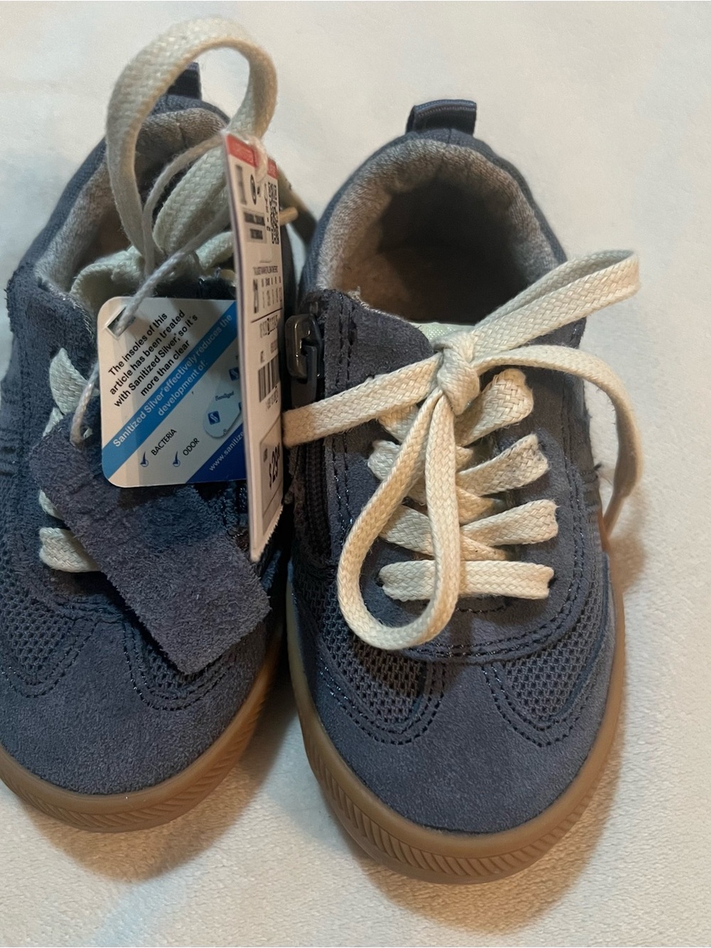 Zara Navy Blue Kids Sneakers with Cream Laces
